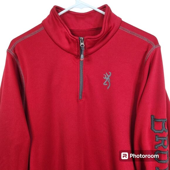 Browning Mens Long Sleeve Spellout 1/4 Zip Pullover Size Medium - Picture 3 of 5